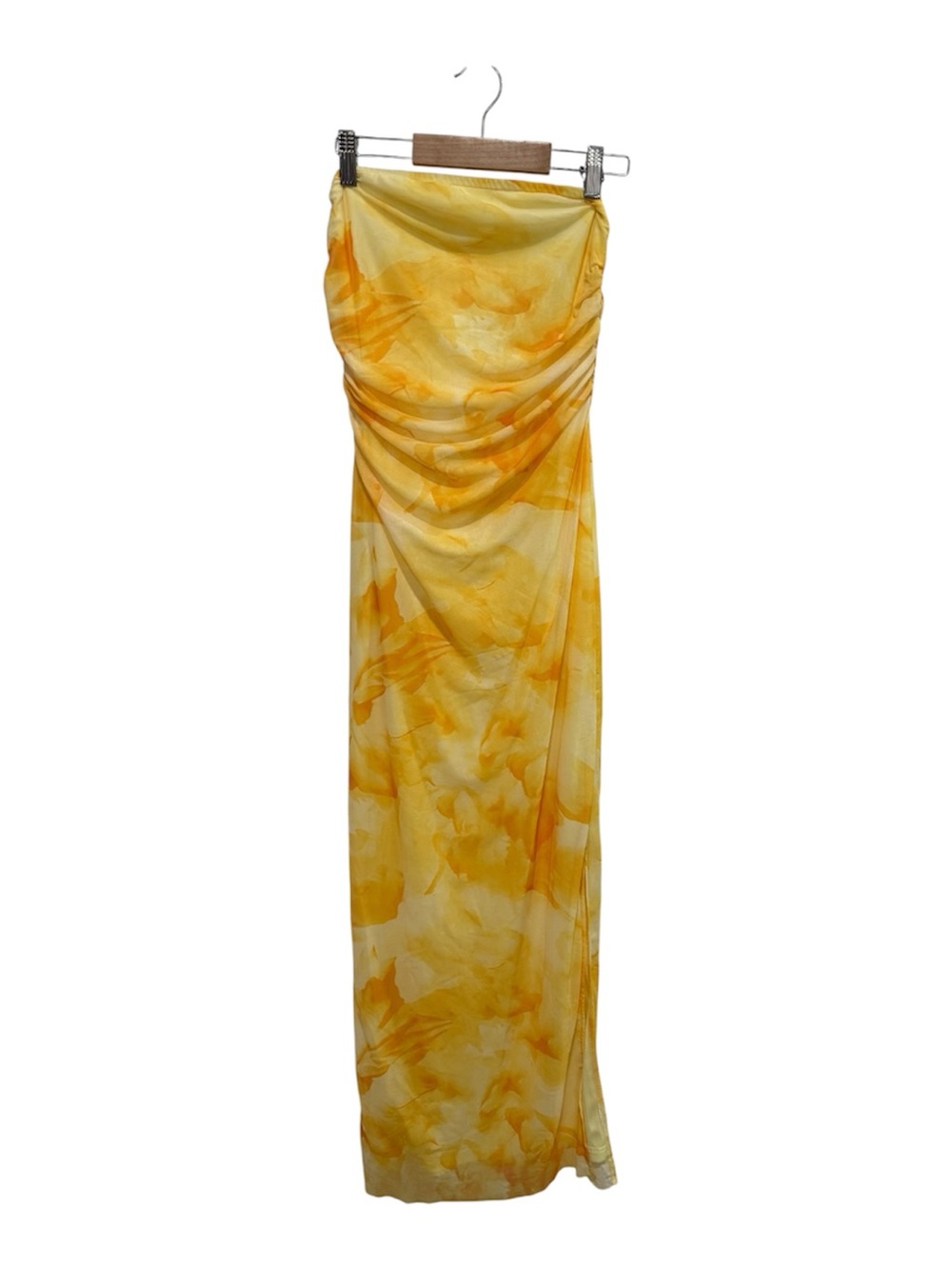 Yellow Bodycon Dress - Women’s Floral Print - Picture 4 of 5